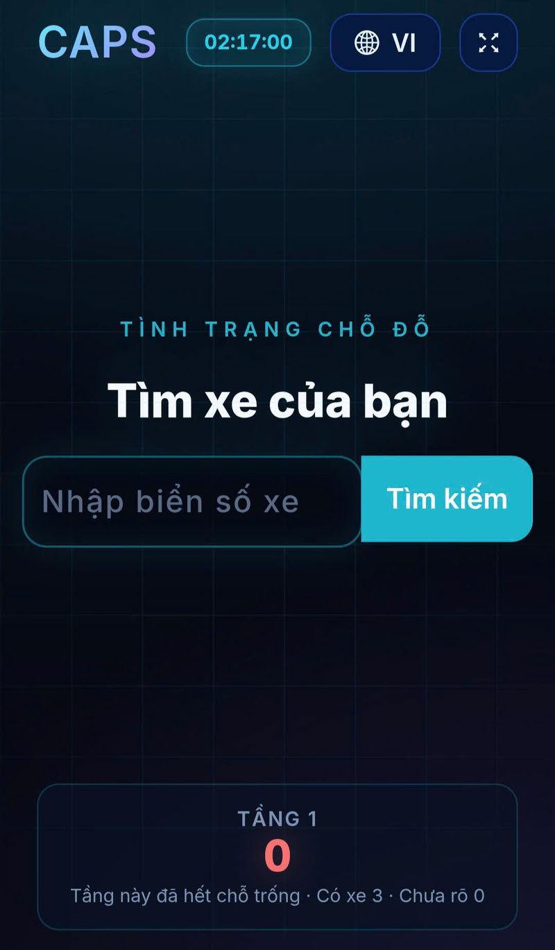 Bản điện thoại của màn hình tra cứu CAPS hiển thị bằng tiếng Việt